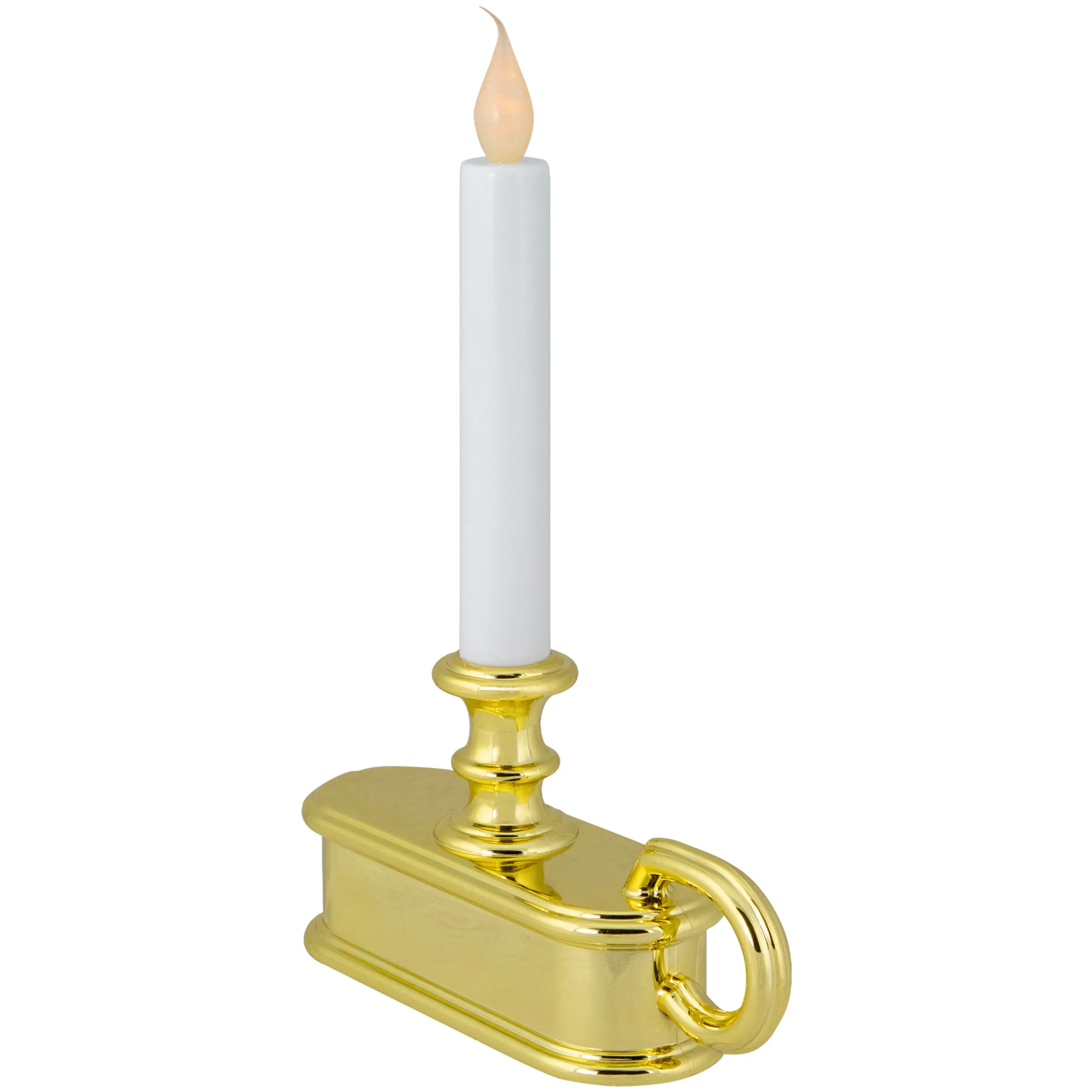 Northlight 9.5" Pre-Lit Led White Lighted Christmas Candle Lamp With Gold Handle Base