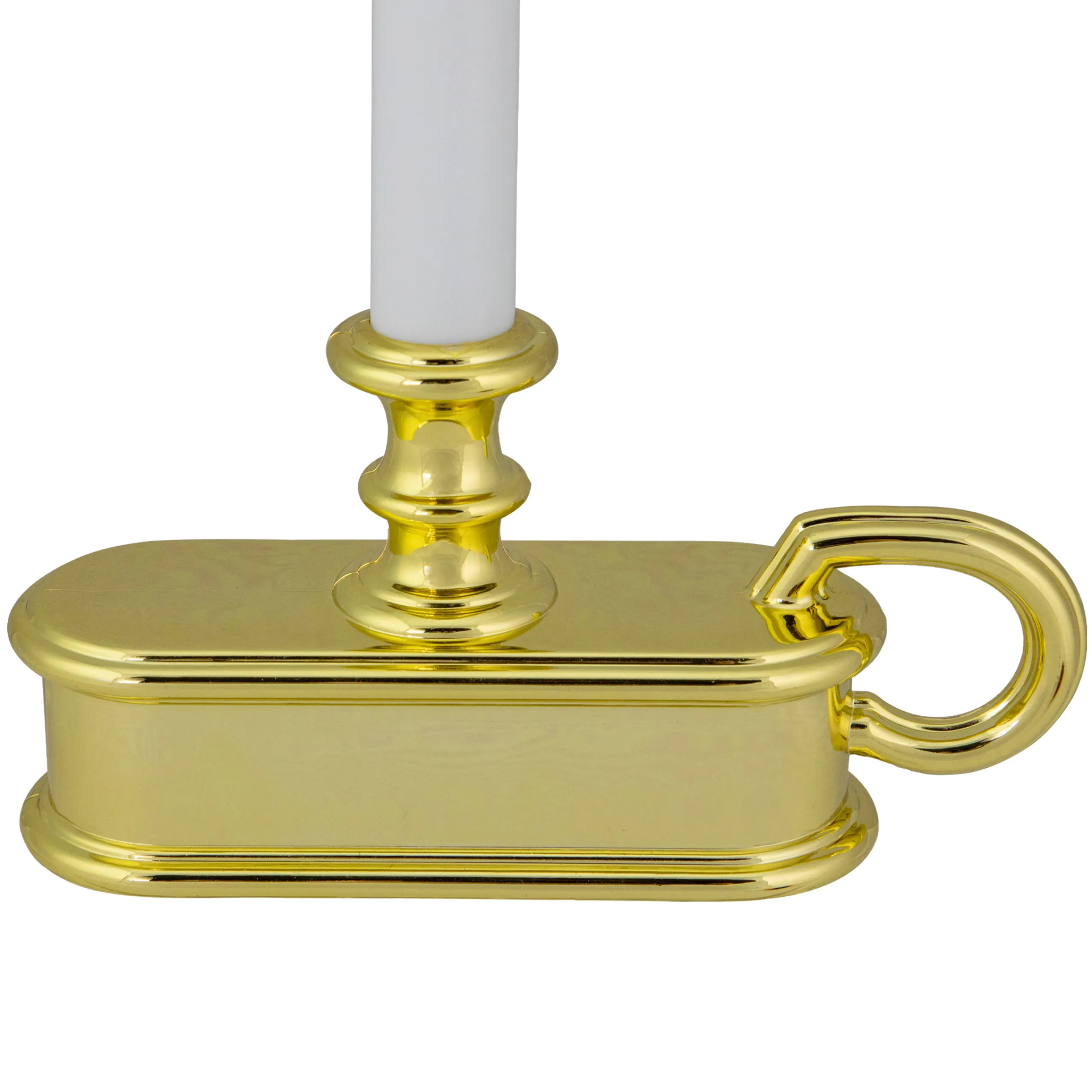 Northlight 9.5" Pre-Lit Led White Lighted Christmas Candle Lamp With Gold Handle Base
