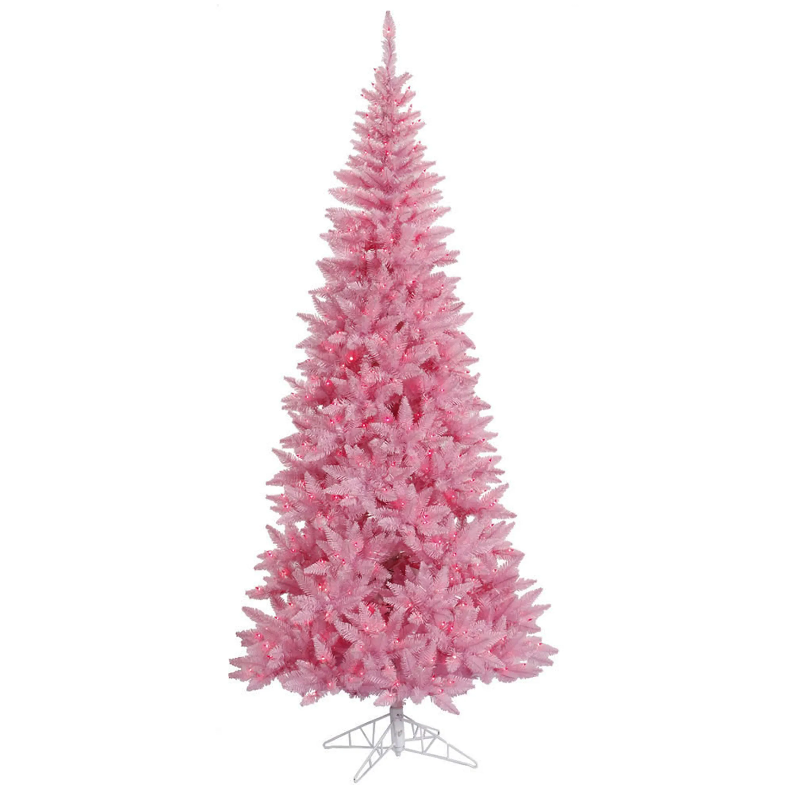 Vickerman 7 And 7.5 Feet Tall>7.5' Pre-Lit Medium Ashley Spruce Artificial Christmas Tree - Pink And Clear Lights
