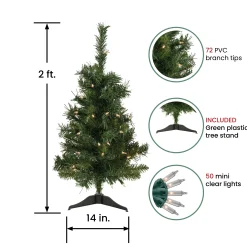 Northlight 2.5 Feet Tall And Smaller></noscript>2' Pre-Lit Medium Aspen Pine Artificial Christmas Tree, Clear Lights