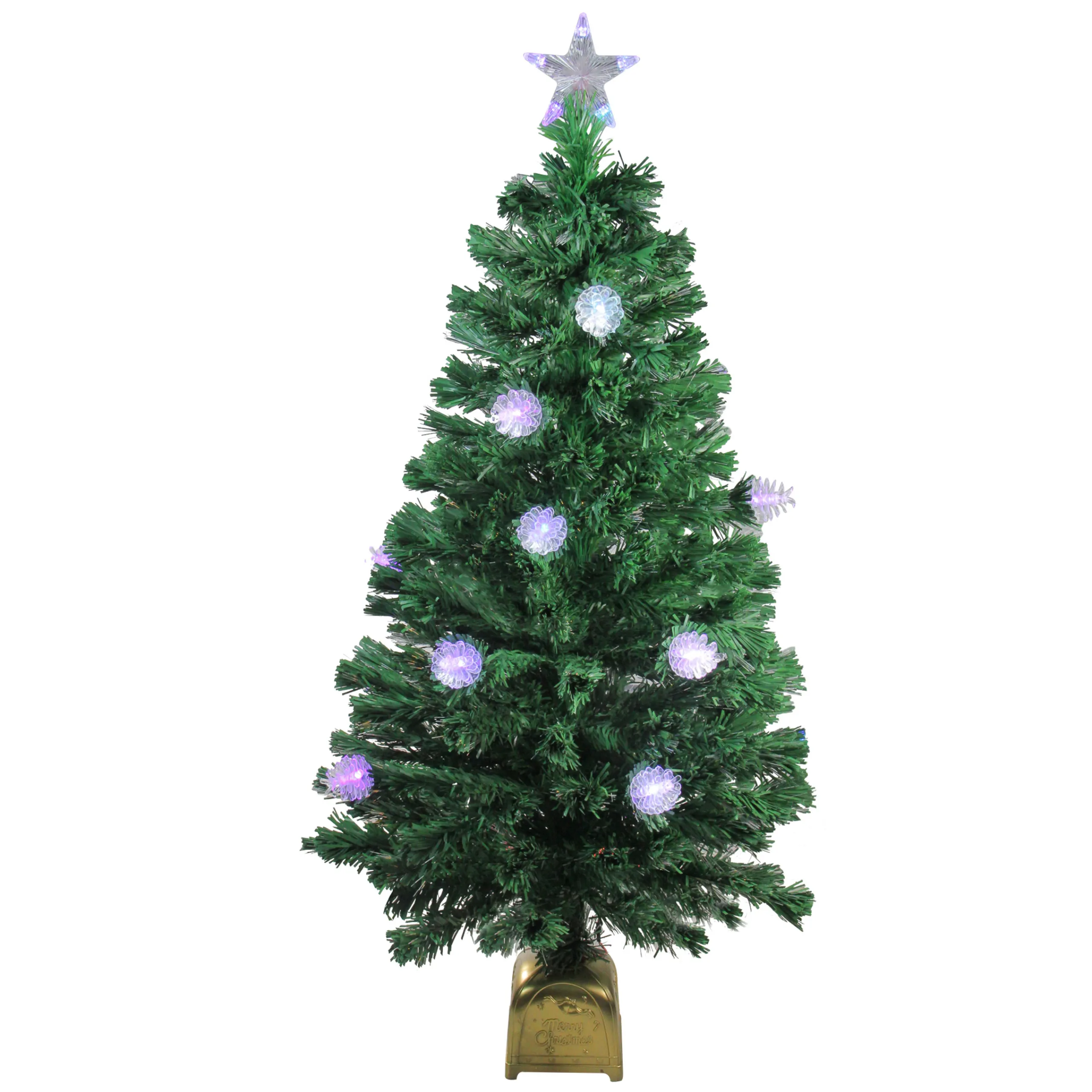 Northlight Fiber Optic Trees>4' Pre-Lit Medium Fiber Optic Pine Cone Artificial Christmas Tree - Multicolor Led Lights