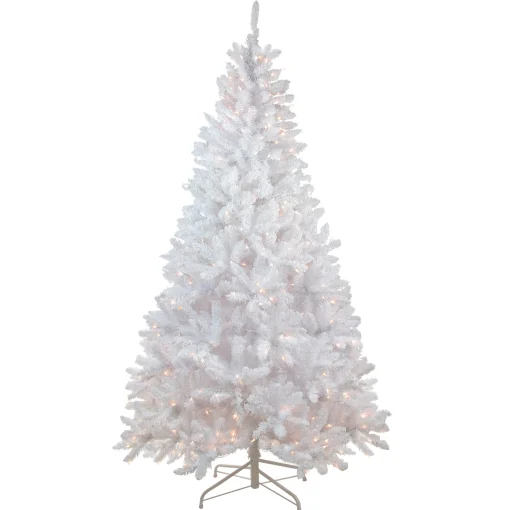 Northlight 7 And 7.5 Feet Tall>7' Pre-Lit Medium Flocked Artificial Christmas Tree, Clear Lights