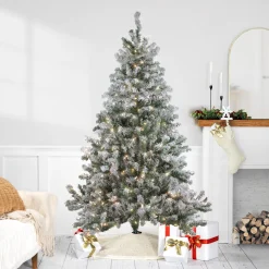 Northlight 6 And 6.5 Feet Tall>6' Pre-Lit Medium Flocked Balsam Pine Artificial Christmas Tree - Clear Lights