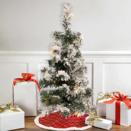 Northlight 2.5 Feet Tall And Smaller>2' Pre-Lit Medium Flocked Bristol Pine Artificial Christmas Tree - Warm Clear Led Lights
