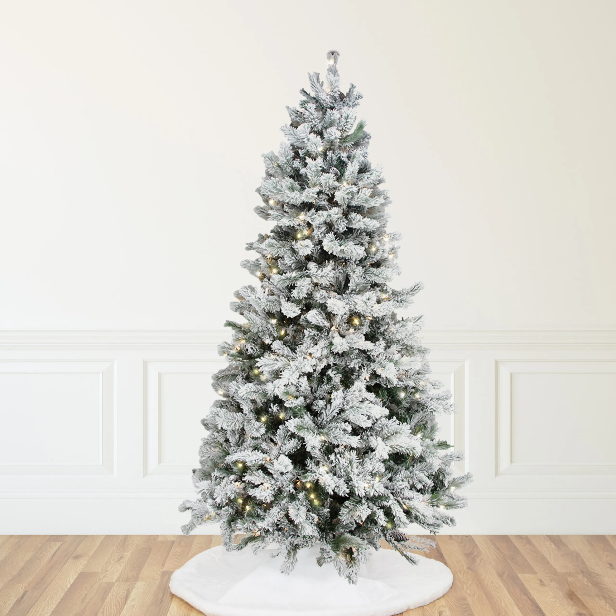 Northlight 9 And 9.5 Feet Tall>9' Pre-Lit Medium Flocked Victoria Pine Artificial Christmas Tree - Dual Color Led Lights