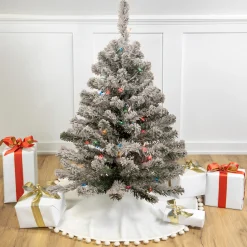 Northlight 3 And 3.5 Feet Tall>3' Pre-Lit Medium Heavily Flocked Madison Pine Artificial Christmas Tree, Multi Lights