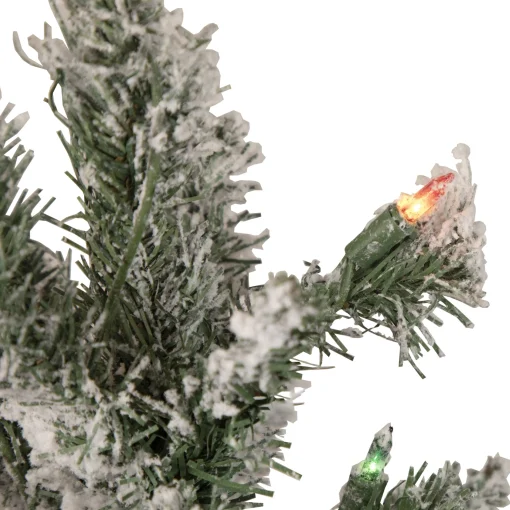 Northlight 3 And 3.5 Feet Tall>3' Pre-Lit Medium Heavily Flocked Artificial Christmas Tree - Multi-Color Lights