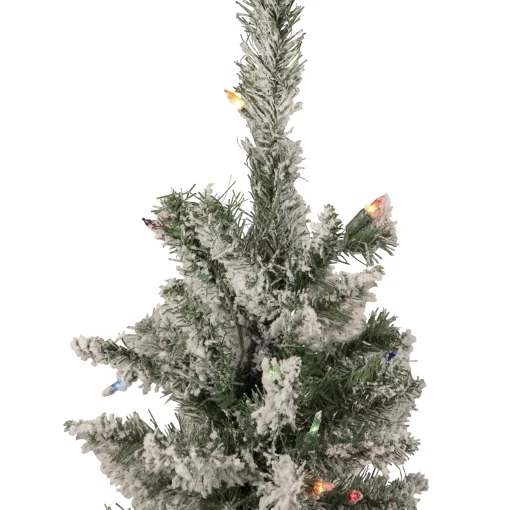 Northlight 3 And 3.5 Feet Tall>3' Pre-Lit Medium Heavily Flocked Artificial Christmas Tree - Multi-Color Lights