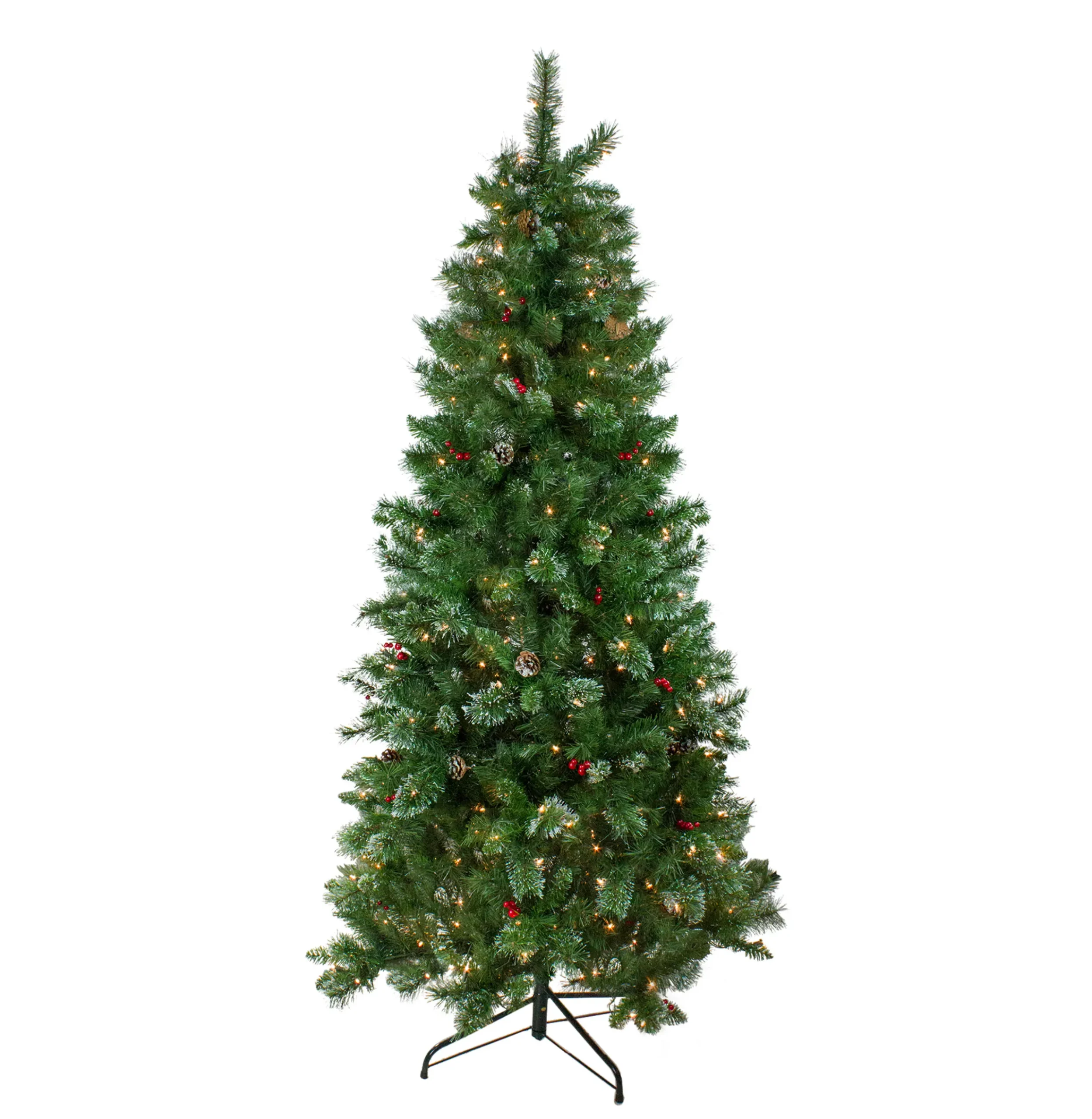 Northlight 6 And 6.5 Feet Tall>6.5' Pre-Lit Medium Mixed Pine And Iridescent Glitter Artificial Christmas Tree - Clear Lights
