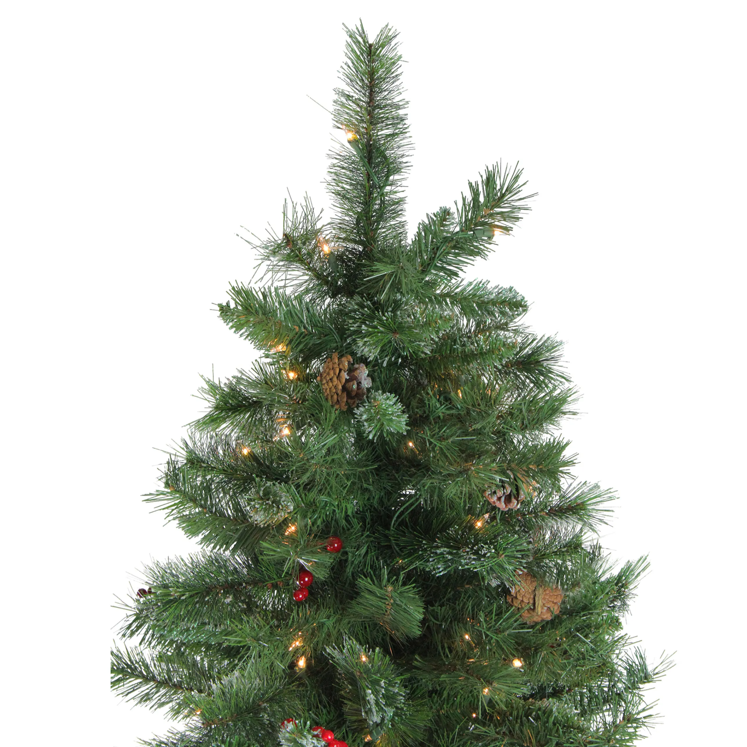 Northlight 6 And 6.5 Feet Tall>6.5' Pre-Lit Medium Mixed Pine And Iridescent Glitter Artificial Christmas Tree - Clear Lights