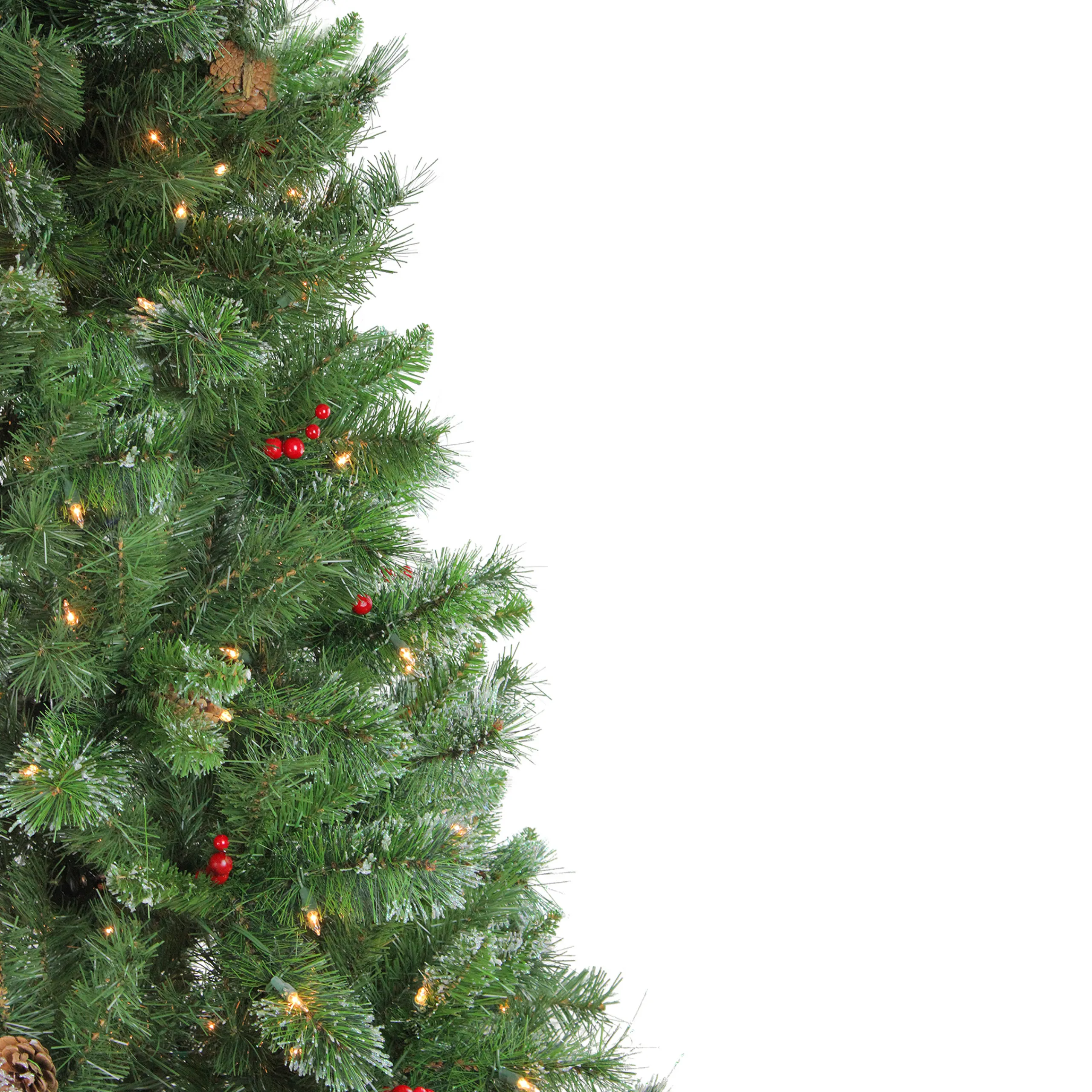 Northlight 6 And 6.5 Feet Tall>6.5' Pre-Lit Medium Mixed Pine And Iridescent Glitter Artificial Christmas Tree - Clear Lights