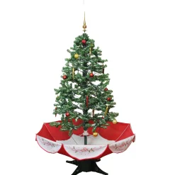Northlight 4 And 4.5 Feet Tall>4.5' Pre-Lit Medium Musical Snowing Artificial Christmas Tree With Umbrella Base - Blue Led Lights