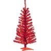 National Tree Company Red Trees>4' Pre-Lit Medium Red Tinsel Artificial Christmas Tree, Clear Lights