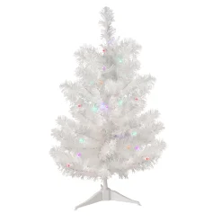 Northlight 2.5 Feet Tall And Smaller>2' Pre-Lit Medium Snow White Pine Artificial Christmas Tree - Multicolor Led Lights