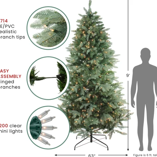Northlight 9 And 9.5 Feet Tall>9' Pre-Lit Medium Washington Frasier Artificial Christmas Tree, Clear Lights