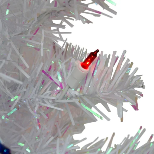 Northlight 2.5 Feet Tall And Smaller>2' Pre-Lit Medium White Iridescent Pine Artificial Christmas Tree - Multicolor Lights