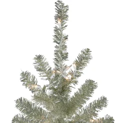 Northlight 9 And 9.5 Feet Tall></noscript>9' Pre-Lit Metallic Platinum Artificial Tinsel Christmas Tree - Clear Lights