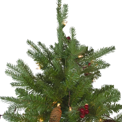 Northlight 7 And 7.5 Feet Tall>7.5' Pre-Lit Mixed Winter Berry Pine Artificial Christmas Tree - Clear Lights