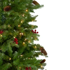 Northlight 7 And 7.5 Feet Tall></noscript>7.5' Pre-Lit Mixed Winter Berry Pine Artificial Christmas Tree - Clear Lights