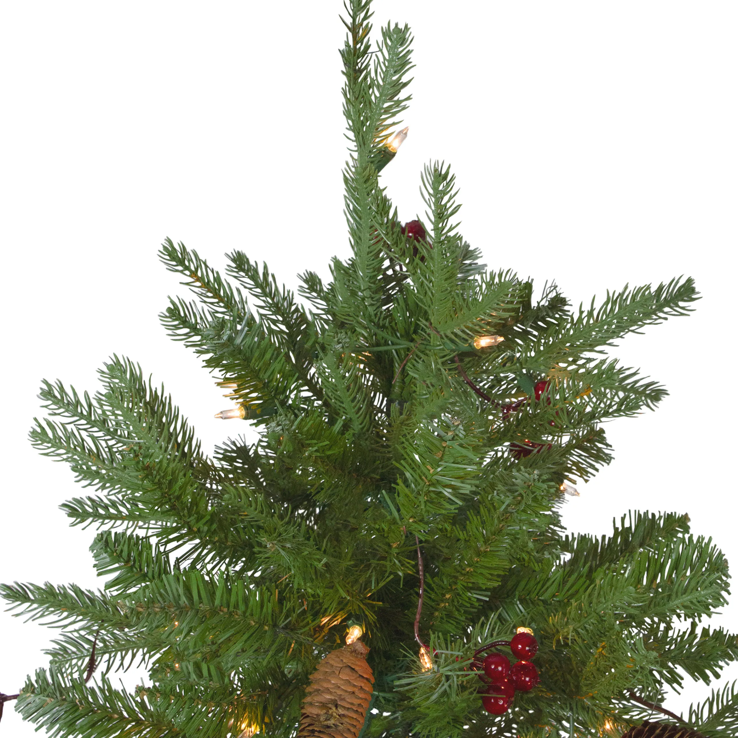 Northlight 6 And 6.5 Feet Tall>6.5' Pre-Lit Mixed Winter Berry Pine Artificial Christmas Tree - Clear Lights