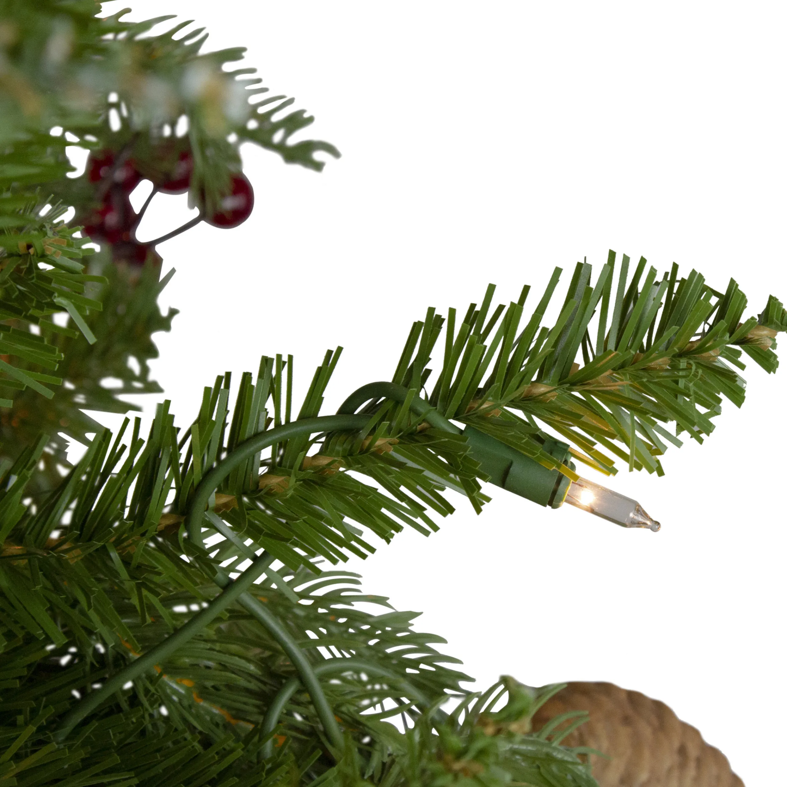 Northlight 6 And 6.5 Feet Tall>6.5' Pre-Lit Mixed Winter Berry Pine Artificial Christmas Tree - Clear Lights