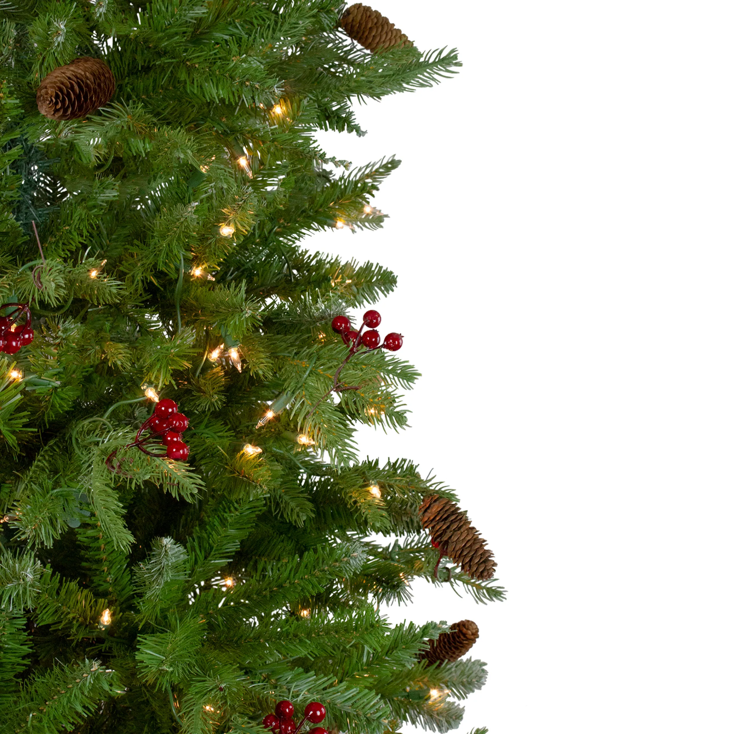 Northlight 6 And 6.5 Feet Tall>6.5' Pre-Lit Mixed Winter Berry Pine Artificial Christmas Tree - Clear Lights