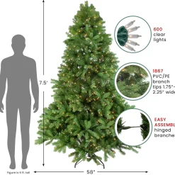 Northlight 7 And 7.5 Feet Tall></noscript>7.5' Pre-Lit Noble Fir Full Artificial Christmas Tree - Clear Lights