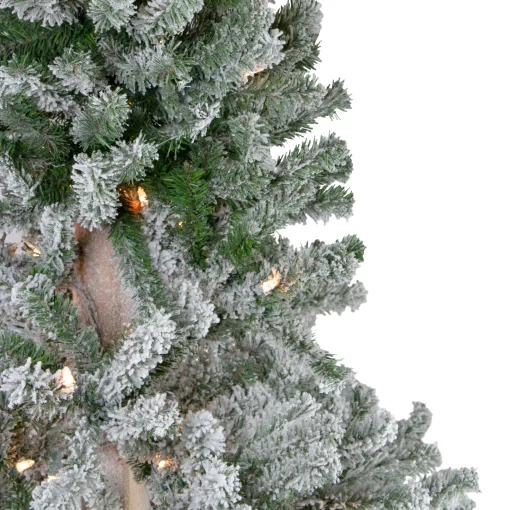 Northlight 7 And 7.5 Feet Tall>7' Pre-Lit Pencil Flocked Alpine Artificial Christmas Tree - Clear Lights