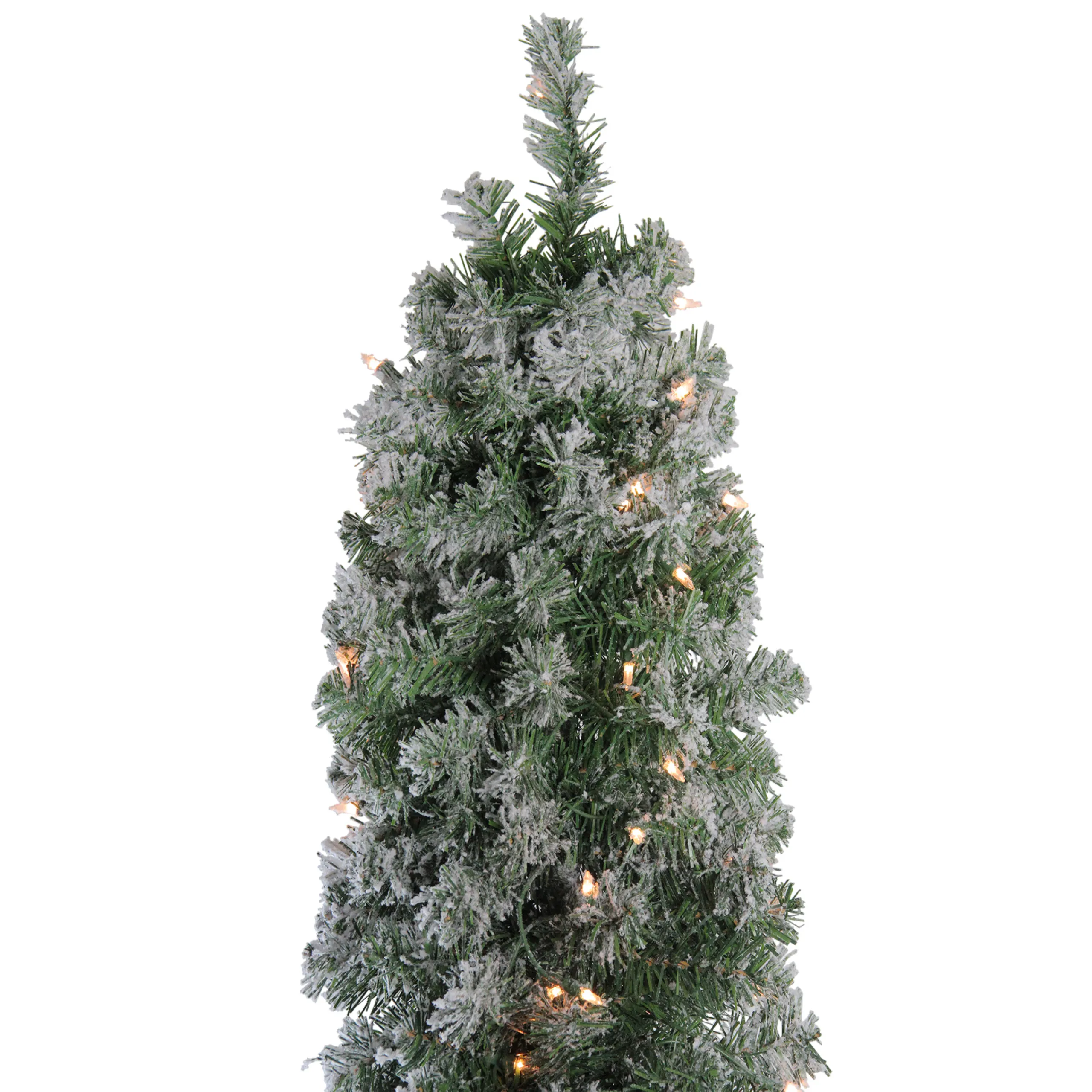 Northlight 6 And 6.5 Feet Tall>6' Pre-Lit Pencil Flocked Green Pine Artificial Christmas Tree - Clear Lights