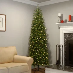 National Tree Company 9 And 9.5 Feet Tall>9' Pre-Lit Pencil Kingswood Fir Artificial Christmas Tree, Clear Lights
