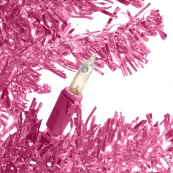 National Tree Company Pink Trees>6' Pre-Lit Pencil Pink Tinsel Artificial Christmas Tree, Clear Lights