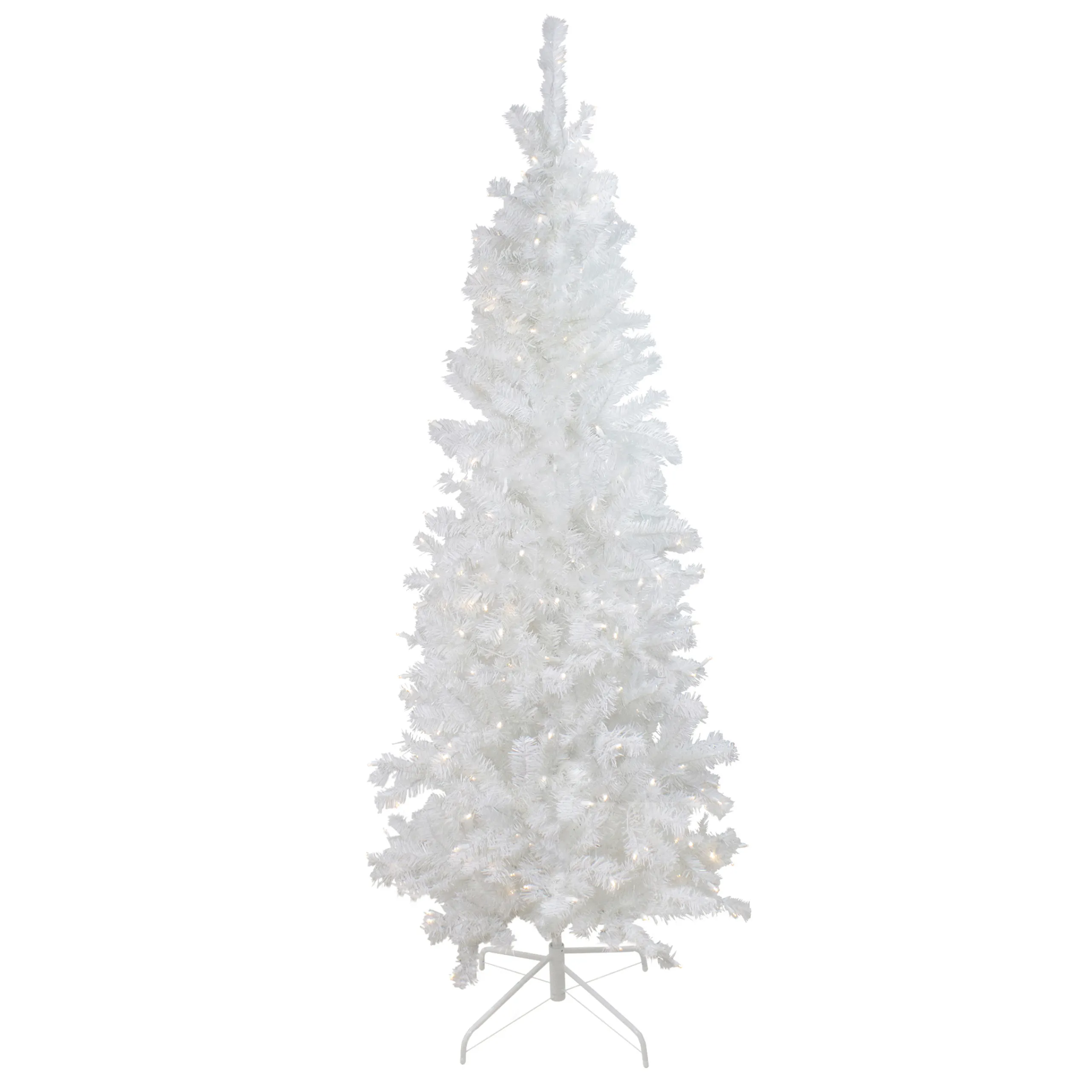 Northlight 6 And 6.5 Feet Tall>6.5' Pre-Lit Pencil White Winston Pine Artificial Christmas Tree - Warm White Led Lights