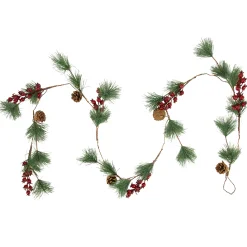 Northlight 6.5' Pre-Lit Pine And Berry Artificial Christmas Garland, Warm White Led Lights