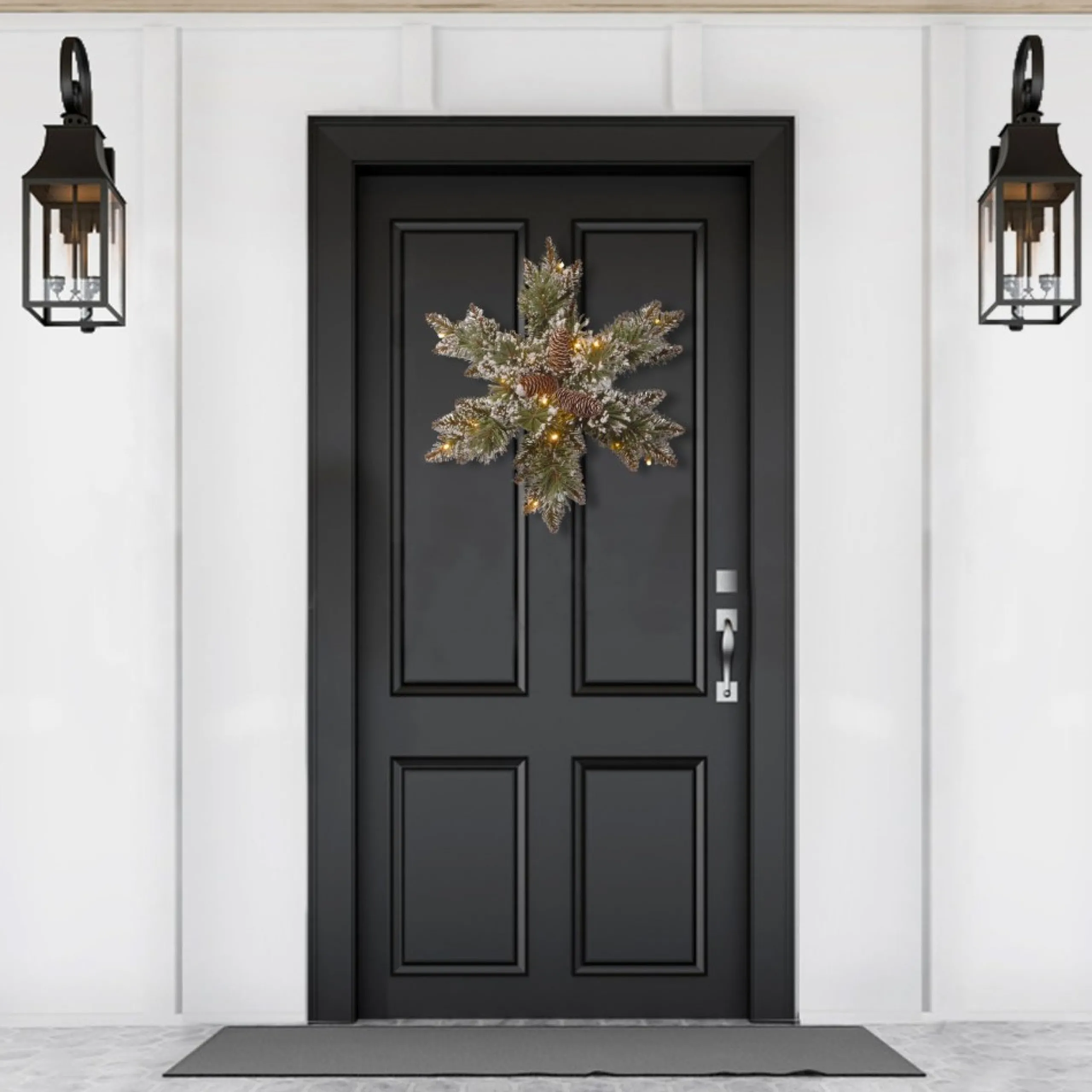 Pre-Lit Wreaths*National Tree Company 18" Pre-Lit Pine Snowflake Artificial Christmas Wreath, Warm White Led Lights