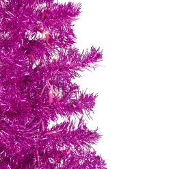 Northlight Pink Trees></noscript>6' Pre-Lit Pink Artificial Tinsel Christmas Tree, Clear Lights