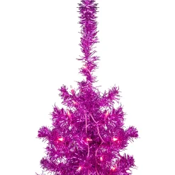Northlight Pink Trees></noscript>6' Pre-Lit Pink Artificial Tinsel Christmas Tree, Clear Lights