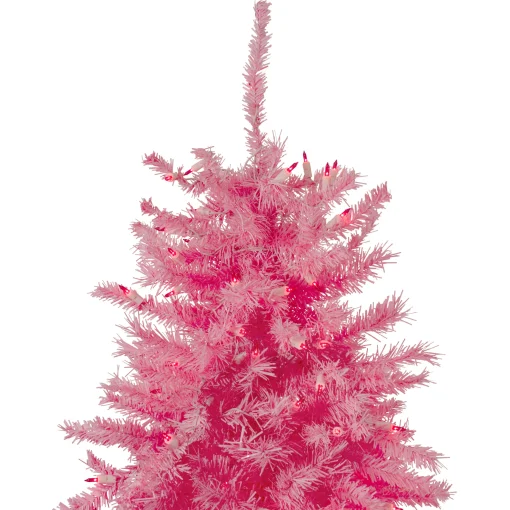 Northlight Pre-Lit Traditional Trees>7.5' Pre-Lit Pink Tinsel Slim Artificial Christmas Tree - Pink Lights