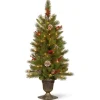 National Tree Company Potted Trees>4' Pre-Lit Potted Berry Entrance Christmas Tree, Clear Lights