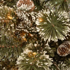 National Tree Company 3 And 3.5 Feet Tall>3' Pre-Lit Potted Bristle Pine Artificial Christmas Tree, White Led Lights