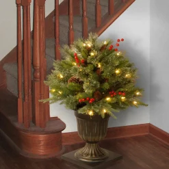 National Tree Company 2.5 Feet Tall And Smaller></noscript>2' Pre-Lit Potted Colonial Porch Bush Artificial Christmas Tree, Clear Lights