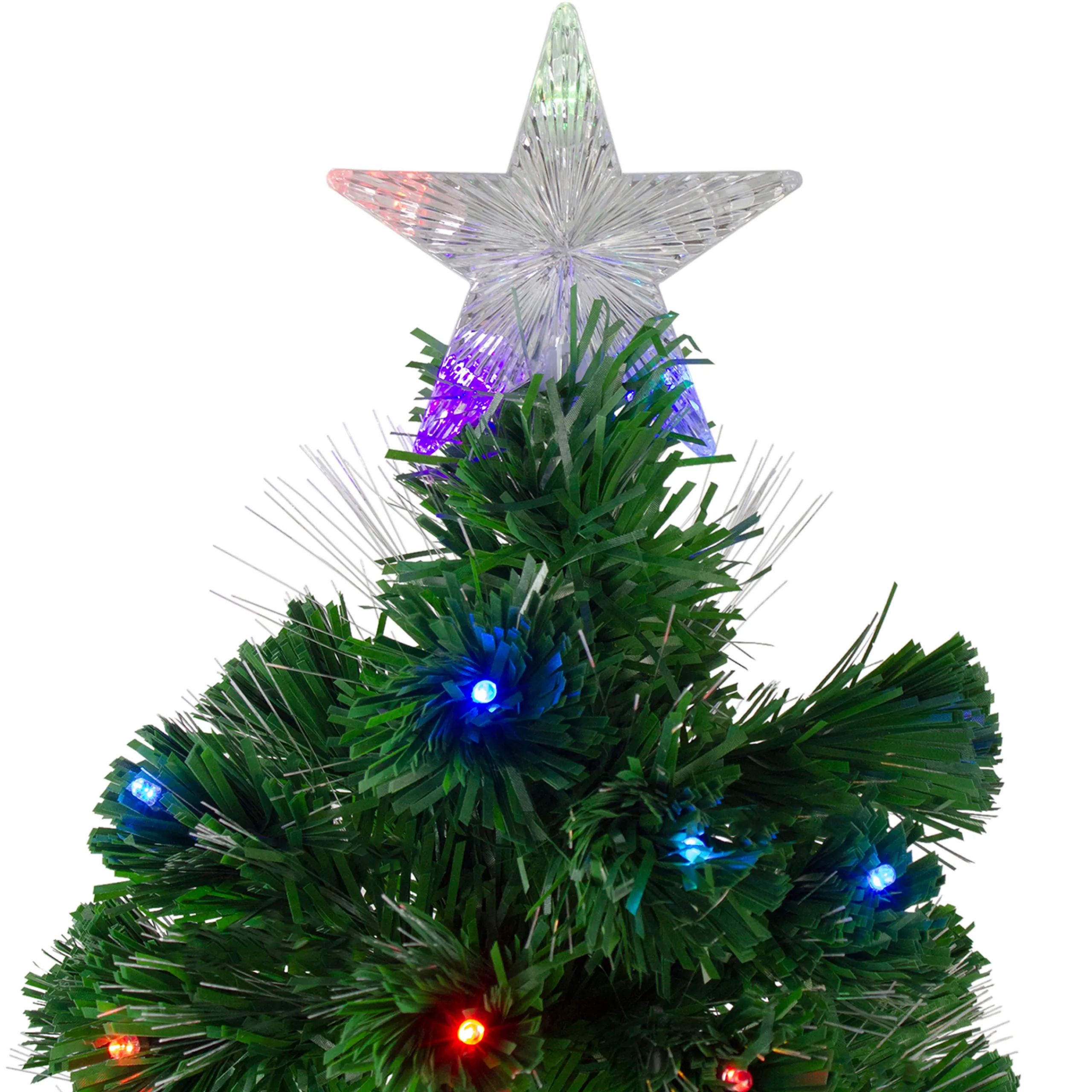Northlight Fiber Optic Trees>4' Pre-Lit Potted Fiber Optic Artificial Christmas Tree, Multicolor Led Lights