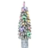 CC Christmas Decor Potted Trees>4' Pre-Lit Potted Flocked Alpine Pencil Artificial Christmas Tree, Multicolor Lights