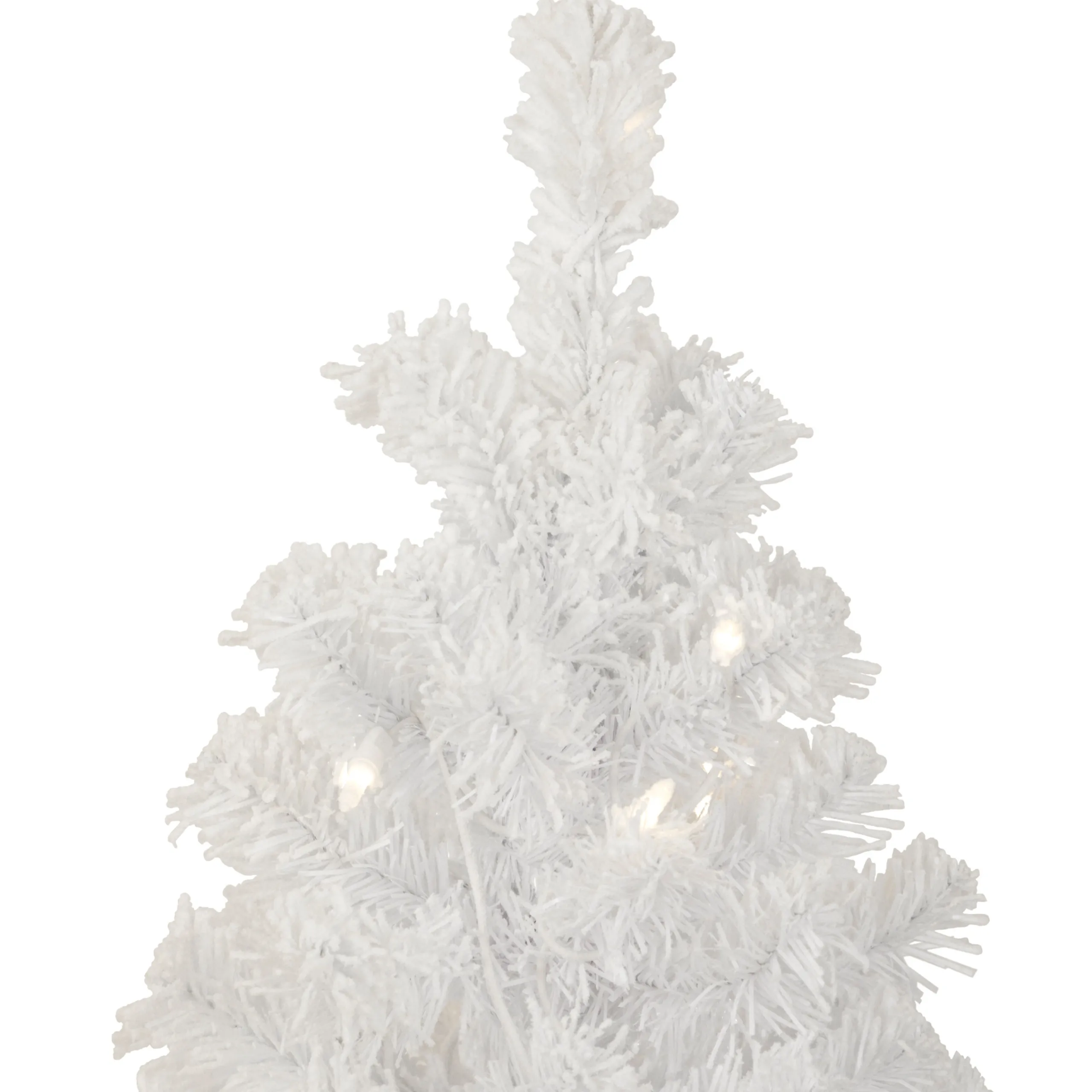 Northlight 3 And 3.5 Feet Tall>3.5' Pre-Lit Potted Flocked Winter Pine White Tinsel Artificial Christmas Tree, Clear Lights