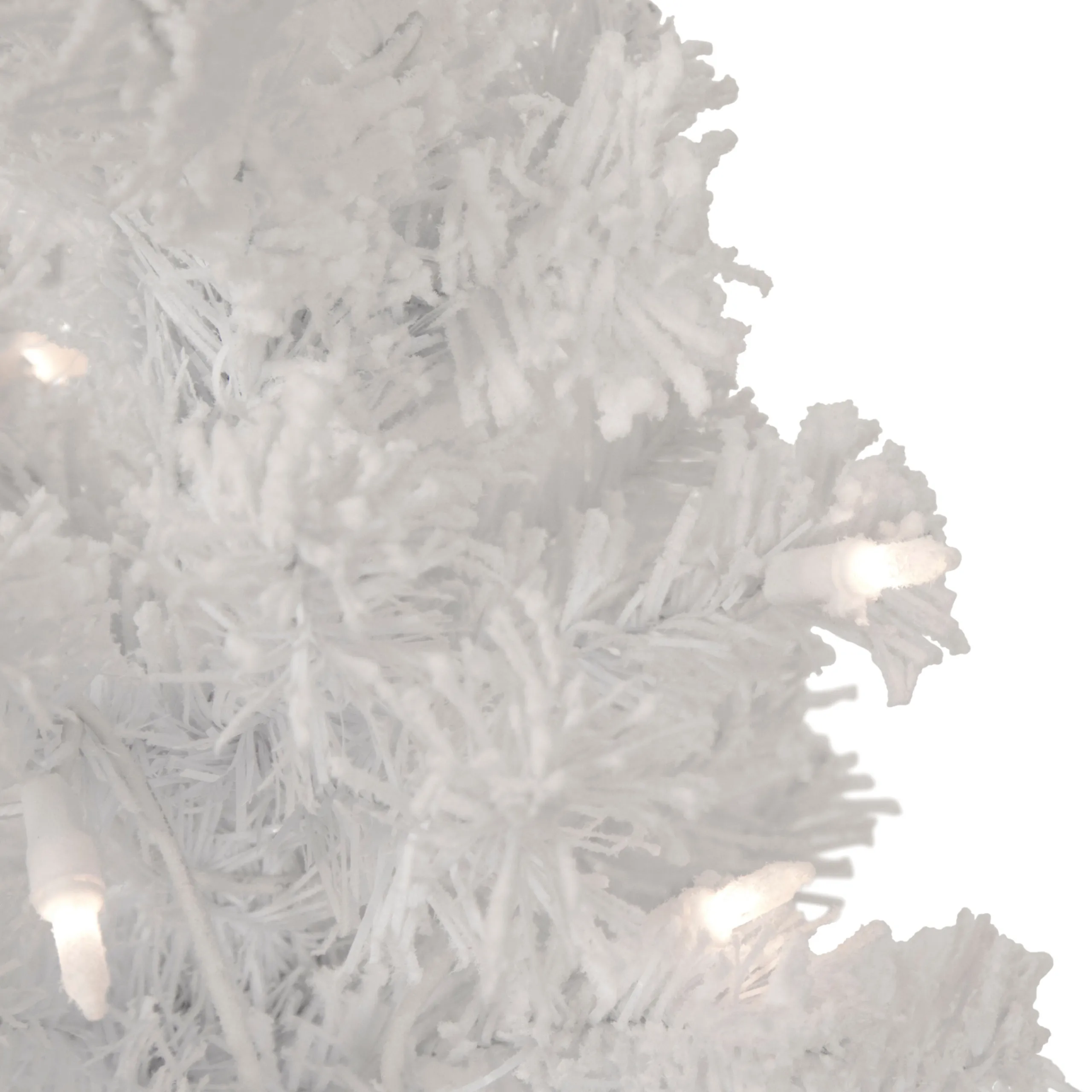 Northlight 3 And 3.5 Feet Tall>3.5' Pre-Lit Potted Flocked Winter Pine White Tinsel Artificial Christmas Tree, Clear Lights