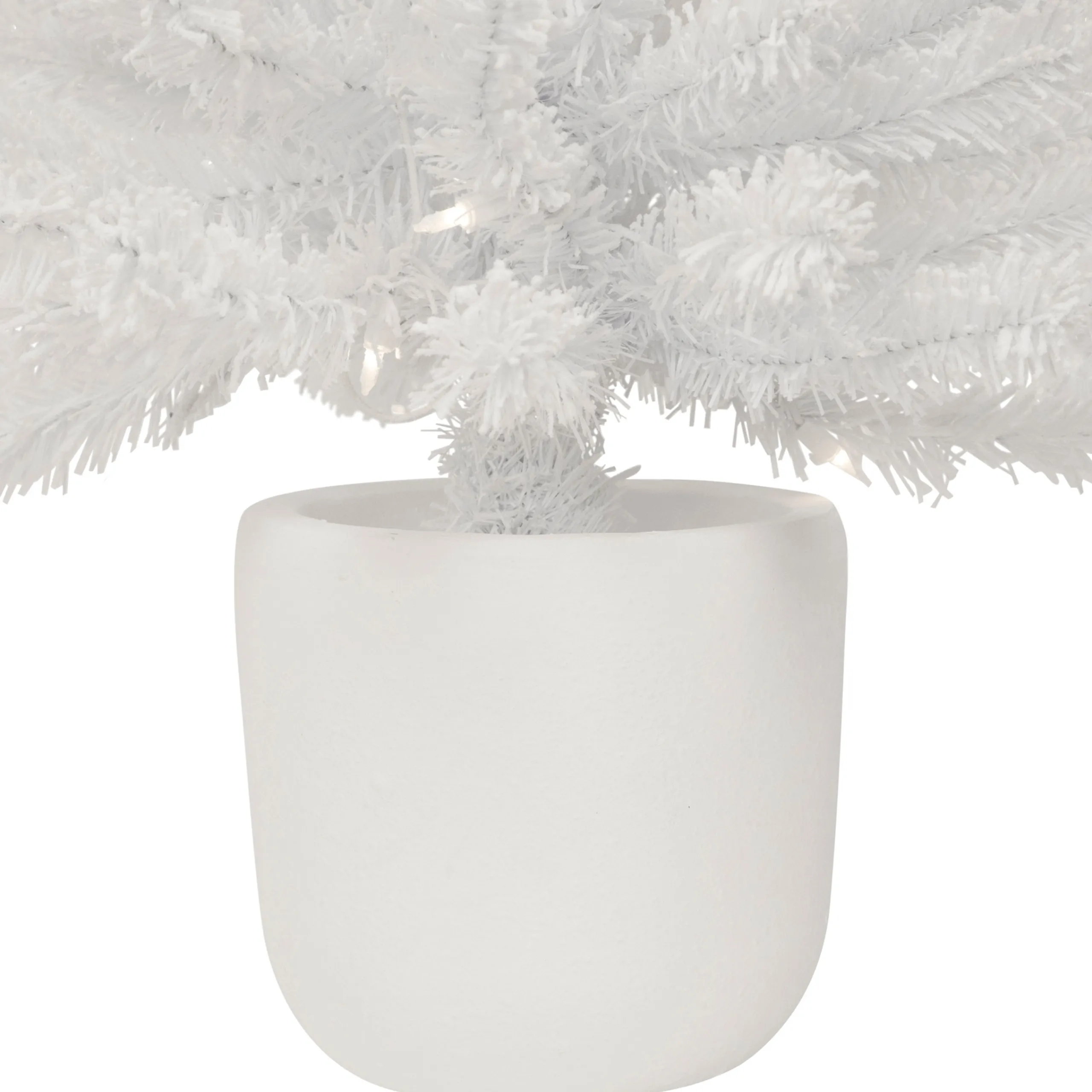 Northlight 3 And 3.5 Feet Tall>3.5' Pre-Lit Potted Flocked Winter Pine White Tinsel Artificial Christmas Tree, Clear Lights