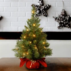 National Tree Company Potted Trees>2' Pre-Lit Potted Majestic Fir Tree Artificial Christmas Tree, Clear Lights