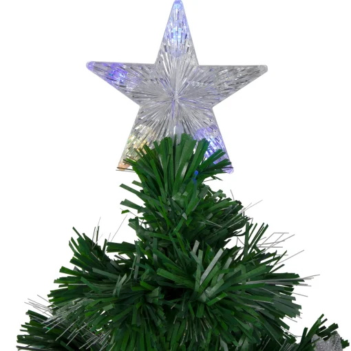 Northlight 4 And 4.5 Feet Tall>4' Pre-Lit Potted Medium Pine Color Changing Star Artificial Christmas Tree - Multi-Color Fiber Optic Led Lights