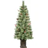 CC Christmas Decor Pre-Lit Traditional Trees>4.5' Pre-Lit Potted Natural Pine Artificial Christmas Tree, Clear Lights