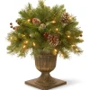 National Tree Company Potted Trees>1.5' Pre-Lit Potted Pinecone And Berry Artificial Christmas Tree, Clear Lights