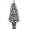 Northlight 5 And 5.5 Feet Tall>5' Pre-Lit Potted Snowy Bristle Pine Artificial Christmas Tree, Clear Lights